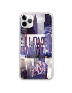 Coque iPhone 11 Pro I love New Yorck City violet - Javier...