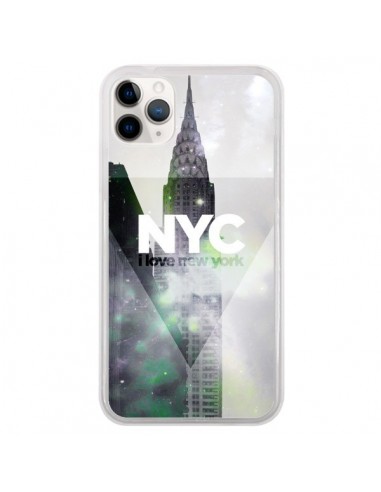 Coque iPhone 11 Pro I Love New York City Gris Violet Vert - Javier Martinez