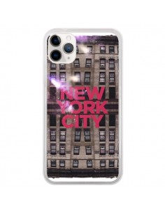 Coque iPhone 11 Pro New York City Buildings Rouge -...