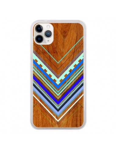 Coque iPhone 11 Pro Azteque Arbutus Blue Bois Aztec Tribal - Jenny Mhairi