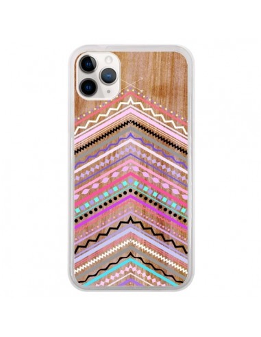 Coque iPhone 11 Pro Purple Chevron Wild Wood Bois Azteque Aztec Tribal - Jenny Mhairi