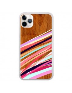 Coque iPhone 11 Pro Wooden Waves Coral Bois Azteque Aztec...
