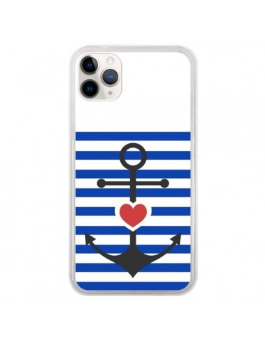 Coque iPhone 11 Pro Mariniere Encre Marin Coeur - Jonathan Perez