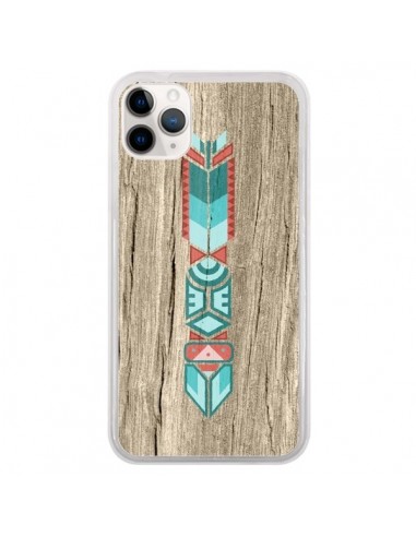 Coque iPhone 11 Pro Totem Tribal Azteque Bois Wood - Jonathan Perez