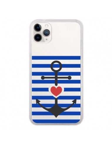 Coque iPhone 11 Pro Mariniere Ancre Marin Coeur Transparente - Jonathan Perez
