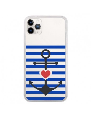 Coque iPhone 11 Pro Mariniere Ancre Marin Coeur Transparente - Jonathan Perez