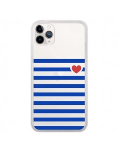 Coque iPhone 11 Pro Mariniere Coeur Love Transparente -...