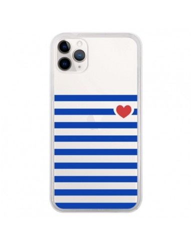 Coque iPhone 11 Pro Mariniere Coeur Love Transparente - Jonathan Perez
