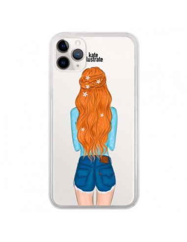 Coque iPhone 11 Pro Red Hair Don't Care Rousse Transparente - kateillustrate