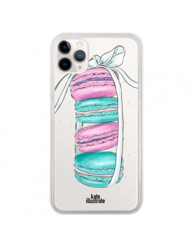 Coque iPhone 11 Pro Macarons Pink Mint Rose Transparente - kateillustrate