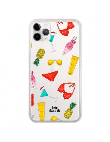 Coque iPhone 11 Pro Summer Essentials Ete Essentiel Transparente - kateillustrate