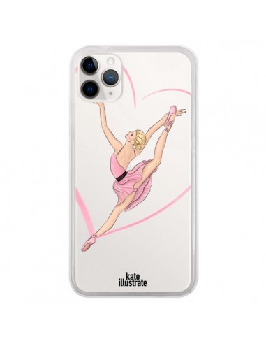 Coque iPhone 11 Pro Ballerina Jump In The Air Ballerine Danseuse Transparente - kateillustrate