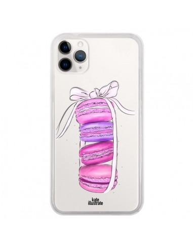 Coque iPhone 11 Pro Macarons Pink Purple Rose Violet Transparente - kateillustrate
