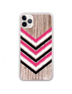 Coque iPhone 11 Pro Tribal Aztèque Bois Wood Flèche Rose...