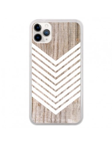 Coque iPhone 11 Pro Tribal Aztèque Bois Wood Flèche Blanc - Laetitia