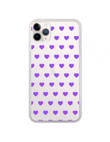 Coque iPhone 11 Pro Coeur Heart Love Amour Violet Transparente - Laetitia