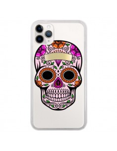 Coque iPhone 11 Pro Tête de Mort Mexicaine Noir Rose...