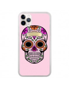 Coque iPhone 11 Pro Tête de Mort Mexicaine Rose...