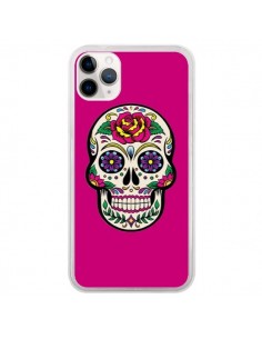 Coque iPhone 11 Pro Tête de Mort Mexicaine Rose Fushia -...