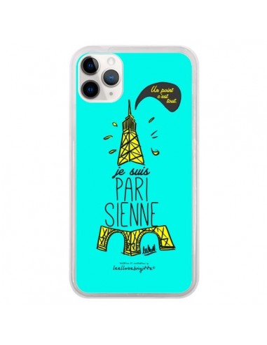 Coque iPhone 11 Pro Je suis Parisienne La Tour Eiffel Bleu - Leellouebrigitte