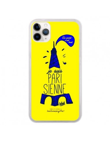 Coque iPhone 11 Pro Je suis Parisienne La Tour Eiffel Jaune - Leellouebrigitte