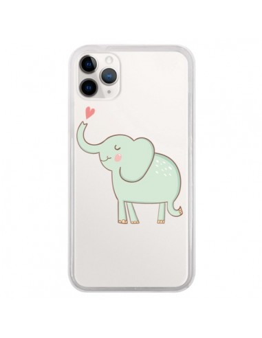 Coque iPhone 11 Pro Elephant Elefant Animal Coeur Love  Transparente - Petit Griffin