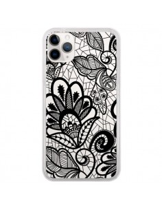 Coque iPhone 11 Pro Lace Fleur Flower Noir Transparente -...