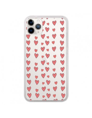 Coque iPhone 11 Pro Coeurs Heart Love Amour Rouge Transparente - Petit Griffin