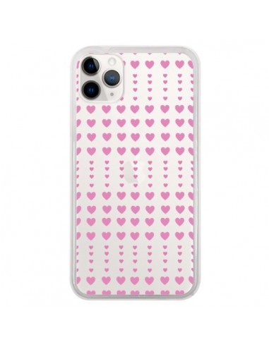 Coque iPhone 11 Pro Coeurs Heart Love Amour Rose Transparente - Petit Griffin