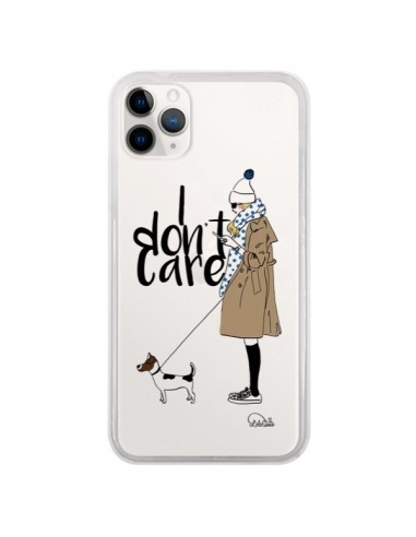 Coque iPhone 11 Pro I don't care Fille Chien Transparente - Lolo Santo