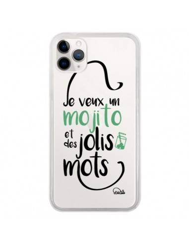 Coque iPhone 11 Pro Je veux un mojito et des jolis mots Transparente - Lolo Santo