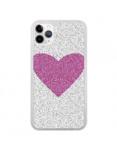 Coque iPhone 11 Pro Coeur Rose Argent Love - Mary Nesrala