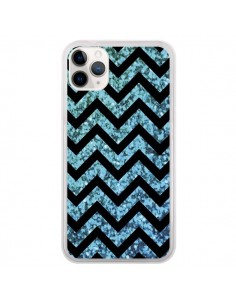 Coque iPhone 11 Pro Chevron Aqua Sparkle Triangle Azteque...