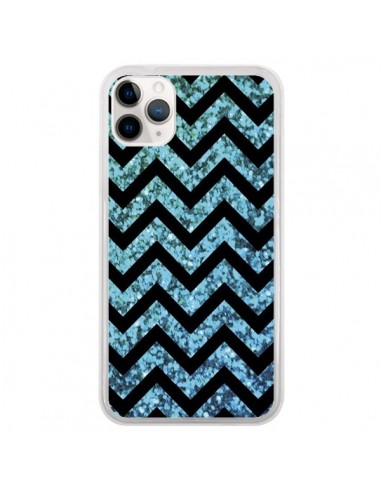 Coque iPhone 11 Pro Chevron Aqua Sparkle Triangle Azteque - Mary Nesrala