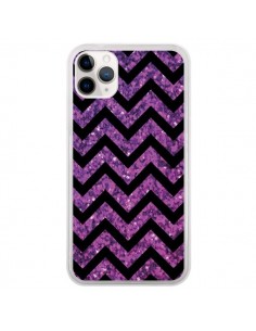 Coque iPhone 11 Pro Chevron Purple Sparkle Triangle...