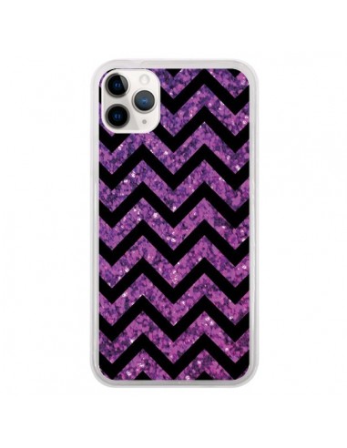 Coque iPhone 11 Pro Chevron Purple Sparkle Triangle Azteque - Mary Nesrala