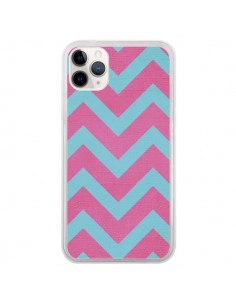 Coque iPhone 11 Pro Strawberry Chevron Rose Bleu - Mary...