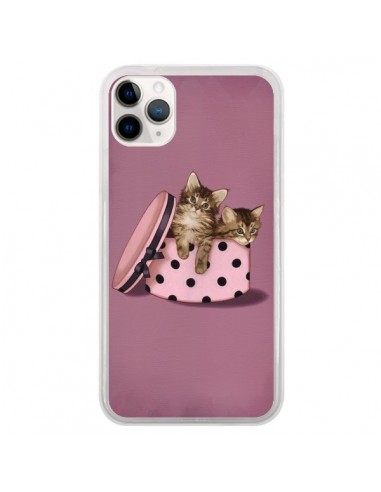 Coque iPhone 11 Pro Chaton Chat Kitten Boite Pois - Maryline Cazenave