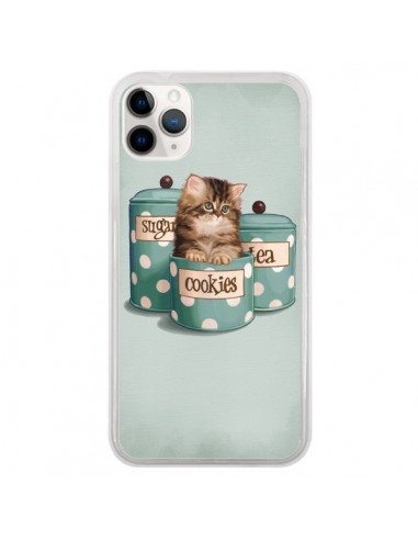 Coque iPhone 11 Pro Chaton Chat Kitten Boite Cookies Pois - Maryline Cazenave