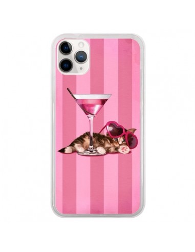 Coque iPhone 11 Pro Chaton Chat Kitten Cocktail Lunettes Coeur - Maryline Cazenave