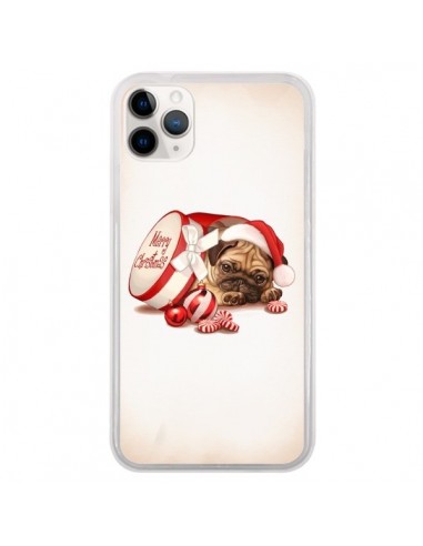 Coque iPhone 11 Pro Chien Dog Pere Noel Christmas Boite - Maryline Cazenave