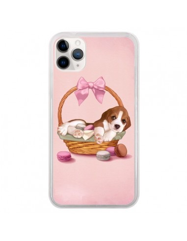 Coque iPhone 11 Pro Chien Dog Panier Noeud Papillon Macarons - Maryline Cazenave