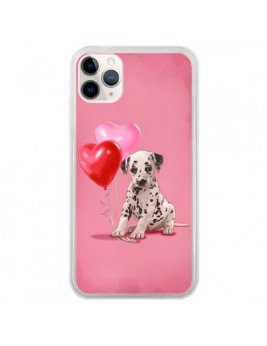 Coque iPhone 11 Pro Chien Dog Dalmatien Ballon Coeur - Maryline Cazenave