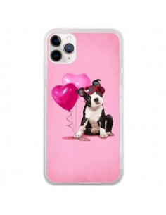 Coque iPhone 11 Pro Chien Dog Ballon Lunettes Coeur Rose...