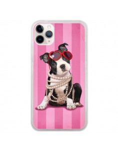 Coque iPhone 11 Pro Chien Dog Fashion Collier Perles...