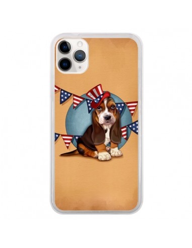 Coque iPhone 11 Pro Chien Dog USA Americain - Maryline Cazenave