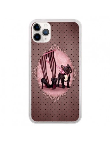 Coque iPhone 11 Pro Lady Jambes Chien Dog Rose Pois Noir - Maryline Cazenave