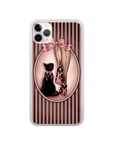 Coque iPhone 11 Pro Lady Chat Noeud Papillon Pois Chaussures - Maryline Cazenave
