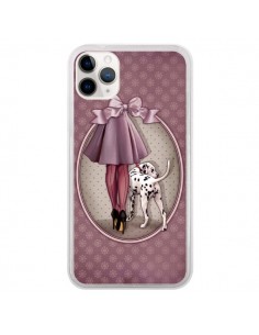 Coque iPhone 11 Pro Lady Chien Dog Dalmatien Robe Pois -...