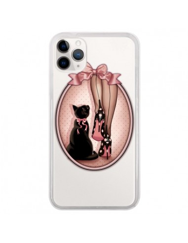 Coque iPhone 11 Pro Lady Chat Noeud Papillon Pois Chaussures Transparente - Maryline Cazenave